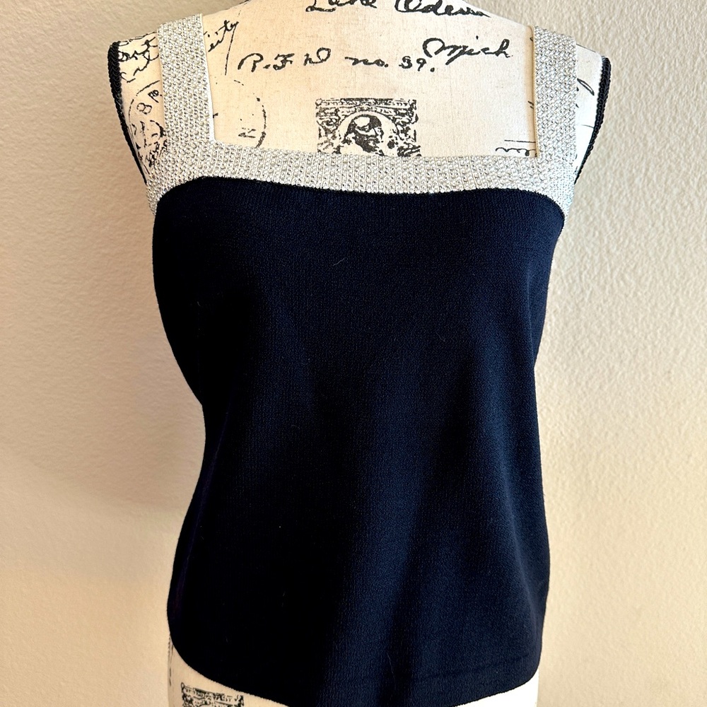 St. John Evening Knit Crystal Embellished Tank Top